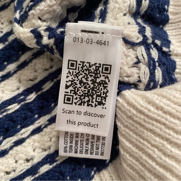 Universal Thread XS Navy White Striped Knit Button Up Sweater - Picture 6 of 8